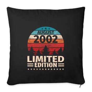 21ème anniversaire août millésime 2002 millésime - Housse de coussin décorative 45 x 45 cm - noir - Devant