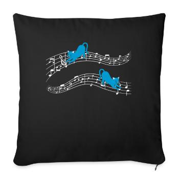 Clef Cat jouant sur les notes de musique Musicien - Housse de coussin décorative 45 x 45 cm - noir - Devant