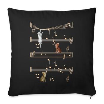 Chat réaliste jouant des notes de musique Musicien - Housse de coussin décorative 45 x 45 cm - noir - Devant