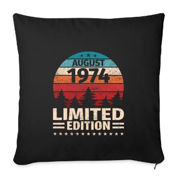49ème anniversaire août millésime 1974 millésime - Housse de coussin décorative 45 x 45 cm - noir - Devant