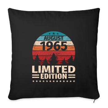 58e anniversaire Août Millésime 1965 Millésime - Housse de coussin décorative 45 x 45 cm - noir - Devant