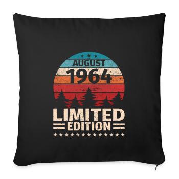 59ème anniversaire août millésime 1964 millésime - Housse de coussin décorative 45 x 45 cm - noir - Devant