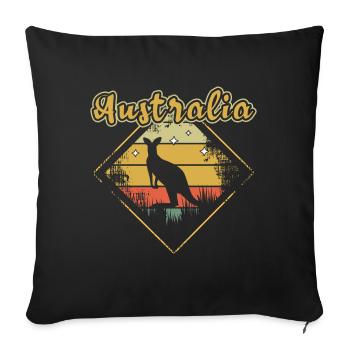 Australie Rétro Australia Day Kangourou australien - Housse de coussin décorative 45 x 45 cm - noir - Devant