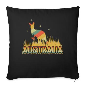 Kangourou Australie Rétro Australia Day Australie - Housse de coussin décorative 45 x 45 cm - noir - Devant