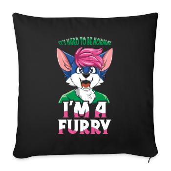 Difficile à la normale Furry Tail Ear Furry Person Cosplay - Housse de coussin décorative 45 x 45 cm - noir - Devant
