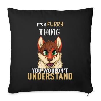 Furry Tail Ear Furry Person Cosplay Furry Thing - Sofa pillowcase 17,3'' x 17,3'' (45 x 45 cm) - black - Front