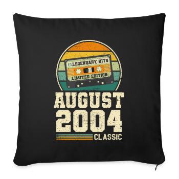 19th Birthday August Vintage 2004 Vintage - Sofa pillowcase 17,3'' x 17,3'' (45 x 45 cm) - black - Front