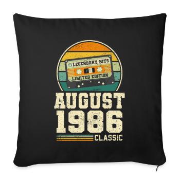 37th Birthday August Vintage 1986 Vintage - Sofa pillowcase 17,3'' x 17,3'' (45 x 45 cm) - black - Front