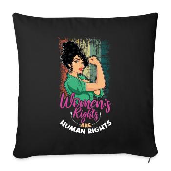 Retro Droits humains Droit féministe Femmes Égalité - Housse de coussin décorative 45 x 45 cm - noir - Devant