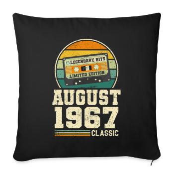 56ème Anniversaire Août Millésime 1967 - Housse de coussin décorative 45 x 45 cm - noir - Devant