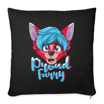 Proud Furry Tail Ear Furry Person Cosplay Cool - Housse de coussin décorative 45 x 45 cm - noir - Devant