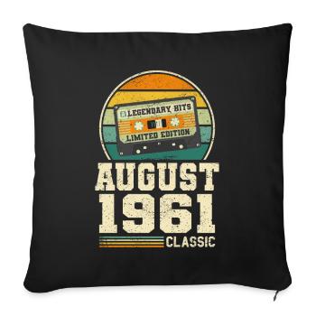 62ème Anniversaire Août Millésime 1961 Millésime - Housse de coussin décorative 45 x 45 cm - noir - Devant