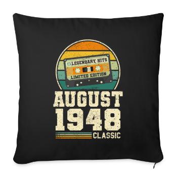 75e anniversaire Août Millésime 1948 Millésime - Housse de coussin décorative 45 x 45 cm - noir - Devant