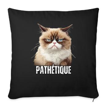 Humour chat en colère énervé pathétique sarcasme - Housse de coussin décorative 45 x 45 cm - noir - Devant