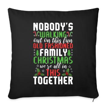 Dezember 2021 Winterspaß Familie Weihnachten - Sofakissenbezug 45 x 45 cm - Schwarz - Vorne