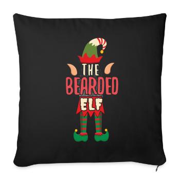 Drôle d’elfe barbu Père Noël Noël d’hiver - Housse de coussin décorative 45 x 45 cm - noir - Devant