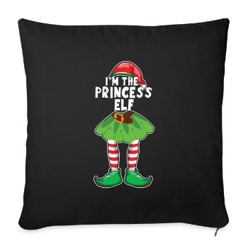 Girls Princess Elf Santa Winter Holiday Christmas - Sofa pillowcase 17,3'' x 17,3'' (45 x 45 cm) - black - Front