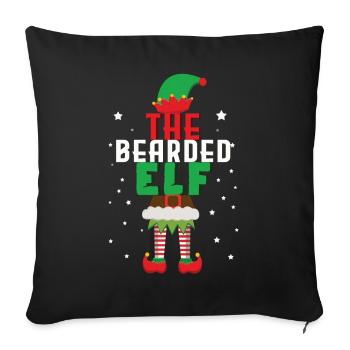 Bearded Elf Santa Winter Holiday Christmas - Sofa pillowcase 17,3'' x 17,3'' (45 x 45 cm) - black - Front