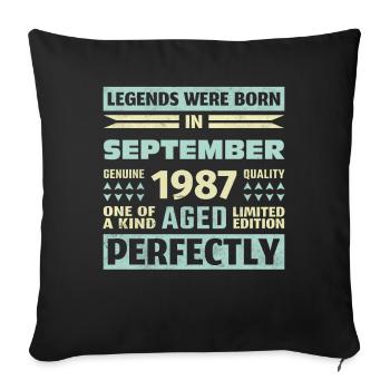 36ème Anniversaire Août Millésime 1987 - Housse de coussin décorative 45 x 45 cm - noir - Devant