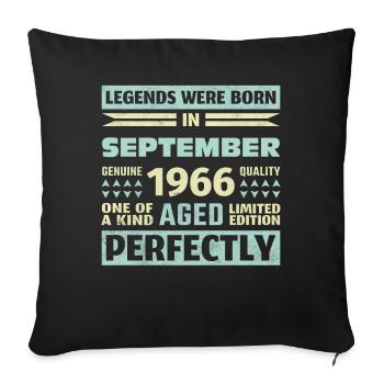 57th Birthday August Vintage 1966 Vintage - Sofa pillowcase 17,3'' x 17,3'' (45 x 45 cm) - black - Front
