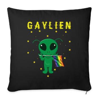 Gay Alien Rainbow Flag Gay Pride LGBT Pride Month - Sofa pillowcase 17,3'' x 17,3'' (45 x 45 cm) - black - Front