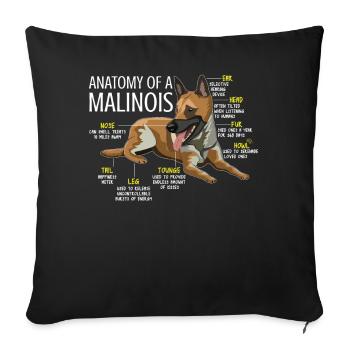 Pet Dog Owner Shepherd Anatomy Belgian Malinois - Sofa pillowcase 17,3'' x 17,3'' (45 x 45 cm) - black - Front