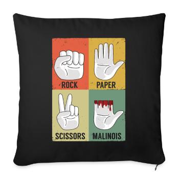 Retro Pet Dog Shepherd Rock Paper Belgian Malinois - Sofa pillowcase 17,3'' x 17,3'' (45 x 45 cm) - black - Front