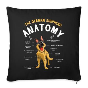 Pet Dog Shepherd Anatomy Funny Belgian Malinois - Sofa pillowcase 17,3'' x 17,3'' (45 x 45 cm) - black - Front