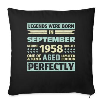 65th Birthday August Vintage 1958 Vintage - Sofa pillowcase 17,3'' x 17,3'' (45 x 45 cm) - black - Front