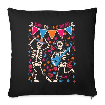 Danser Muertos Jour Of Dead Halloween - Housse de coussin décorative 45 x 45 cm - noir - Devant