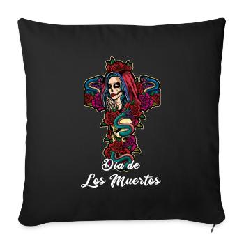 La Calavera Muertos floraux mexicains Jour des morts - Housse de coussin décorative 45 x 45 cm - noir - Devant