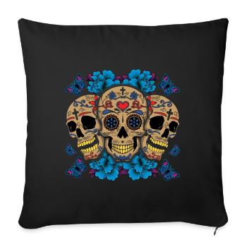 Halloween Skeleton Dia De Los Muertos Day Of Dead - Sofa pillowcase 17,3'' x 17,3'' (45 x 45 cm) - black - Front