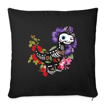 Floral Dinosaur Muertos Day Of Dead Halloween - Sofa pillowcase 17,3'' x 17,3'' (45 x 45 cm) - black - Front