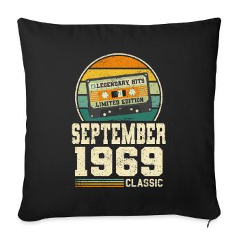 54. Geburtstag September Jahrgang 1969 Vintage - Sofakissenbezug 45 x 45 cm - Schwarz - Vorne