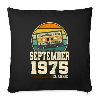 48ème anniversaire Septembre Millésime 1975 Millésime - Housse de coussin décorative 45 x 45 cm - noir - Devant