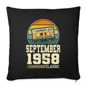 65th Birthday September Vintage 1958 Vintage - Sofa pillowcase 17,3'' x 17,3'' (45 x 45 cm) - black - Front