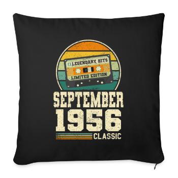 67th Birthday September Vintage 1956 Vintage - Sofa pillowcase 17,3'' x 17,3'' (45 x 45 cm) - black - Front