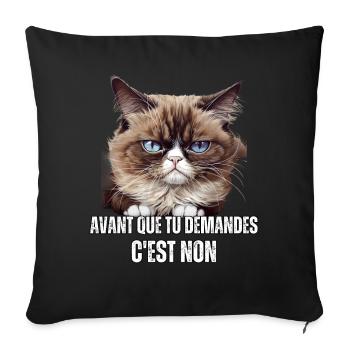Cadeau Humour propriétaire chat memes sarcasme - Housse de coussin décorative 45 x 45 cm - noir - Devant