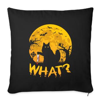 Quel chat effrayant effrayant Halloween - Housse de coussin décorative 45 x 45 cm - noir - Devant