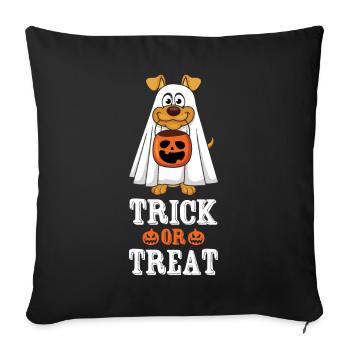 Niedlicher Hund Trick Treat Faul Gruselig Halloween - Sofakissenbezug 45 x 45 cm - Schwarz - Vorne