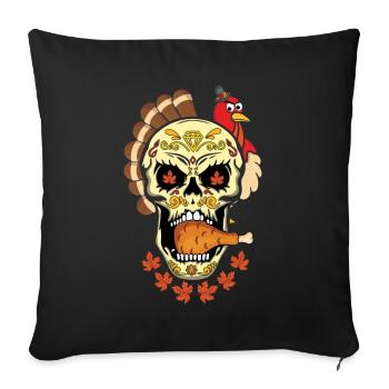 Turkey Vibes Autumn Pumpkin Muertos Day Of Dead - Sofa pillowcase 17,3'' x 17,3'' (45 x 45 cm) - black - Front