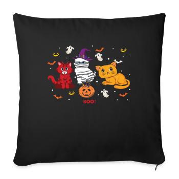 Witch Cats Kitten Funny Lazy Creepy Halloween - Sofa pillowcase 17,3'' x 17,3'' (45 x 45 cm) - black - Front