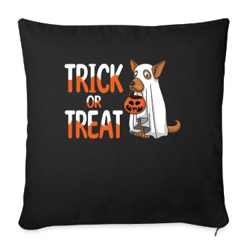 Drôle de chien fantôme Trick Treat Lazy Creepy Halloween - Housse de coussin décorative 45 x 45 cm - noir - Devant
