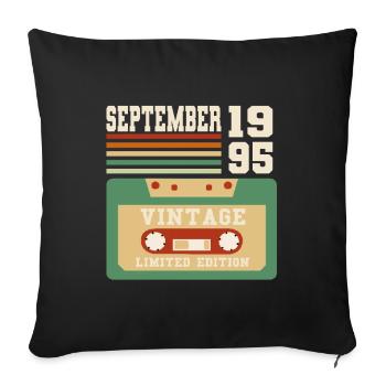 28th Birthday September Vintage 1995 Vintage - Sofa pillowcase 17,3'' x 17,3'' (45 x 45 cm) - black - Front