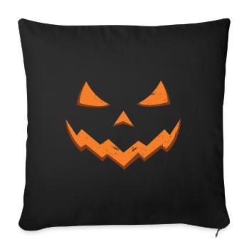 Carved Pumpkin Head Face Lazy Halloween Pumpkin - Sofa pillowcase 17,3'' x 17,3'' (45 x 45 cm) - black - Front