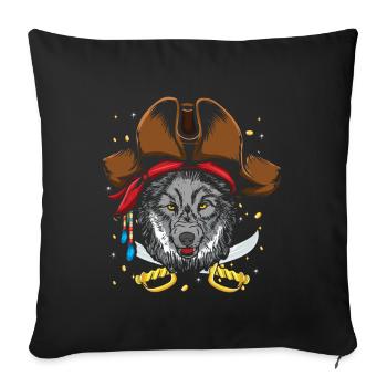 Wolf Dog Jolly Pirate Decor Lazy Halloween - Sofa pillowcase 17,3'' x 17,3'' (45 x 45 cm) - black - Front