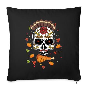 Turkey Fall Autumn Pumpkin Muertos Day Of Dead - Sofa pillowcase 17,3'' x 17,3'' (45 x 45 cm) - black - Front