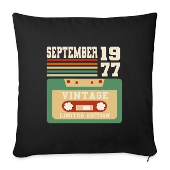 46ème Anniversaire Septembre Millésime 1977 - Housse de coussin décorative 45 x 45 cm - noir - Devant
