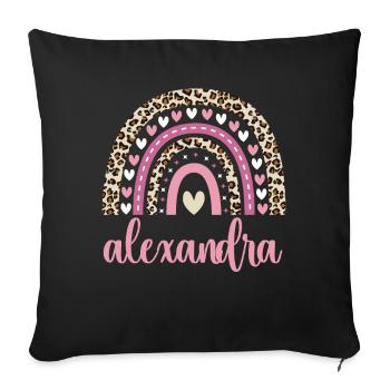 Alexandra Regenbogen Name Geburtstag Alexandra - Sofakissenbezug 45 x 45 cm - Schwarz - Vorne