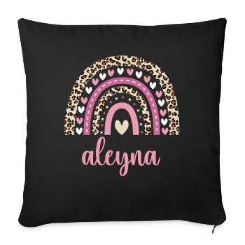 Aleyna Regenbogen Name Geburtstag Aleyna - Sofakissenbezug 45 x 45 cm - Schwarz - Vorne